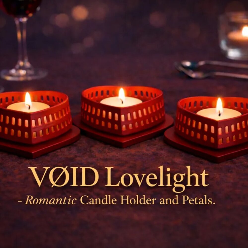 3 Pack - VØID Lovelight Voronoi Heart Candle Holder & Petal Base - Pink
